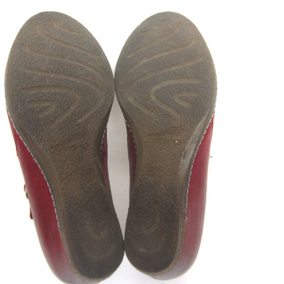 Dansko Loralie 37 US 6.5 7 Burnished Red Leather Hidden Wedge Mary Jane VGUC - Picture 14 of 16
